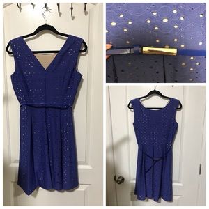 Blue Eyelet Belted Dress